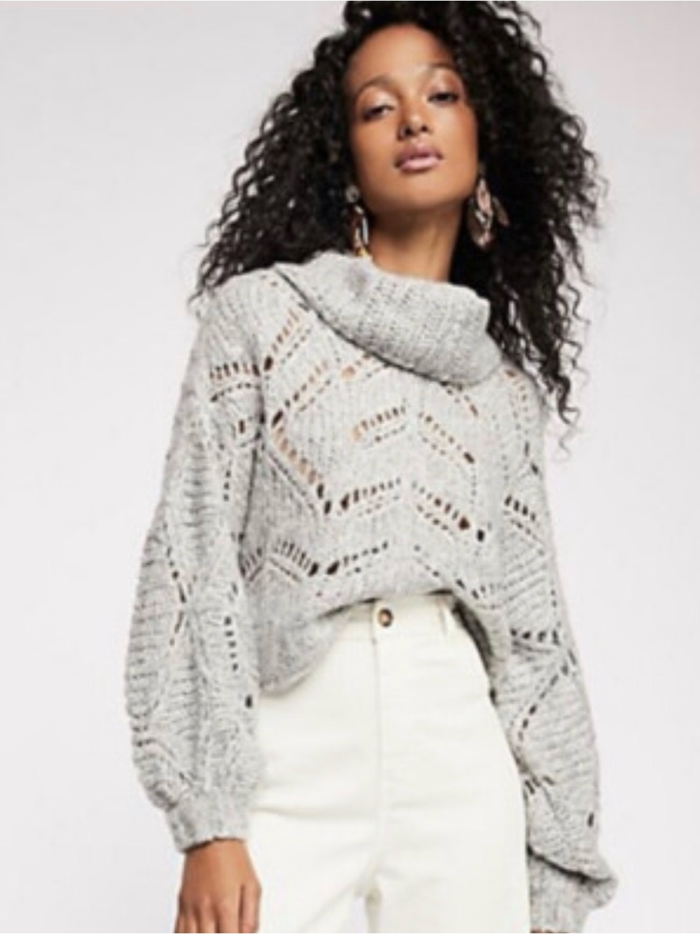 Free People Nimbus Cowl Neck oversized Sweater Gray S